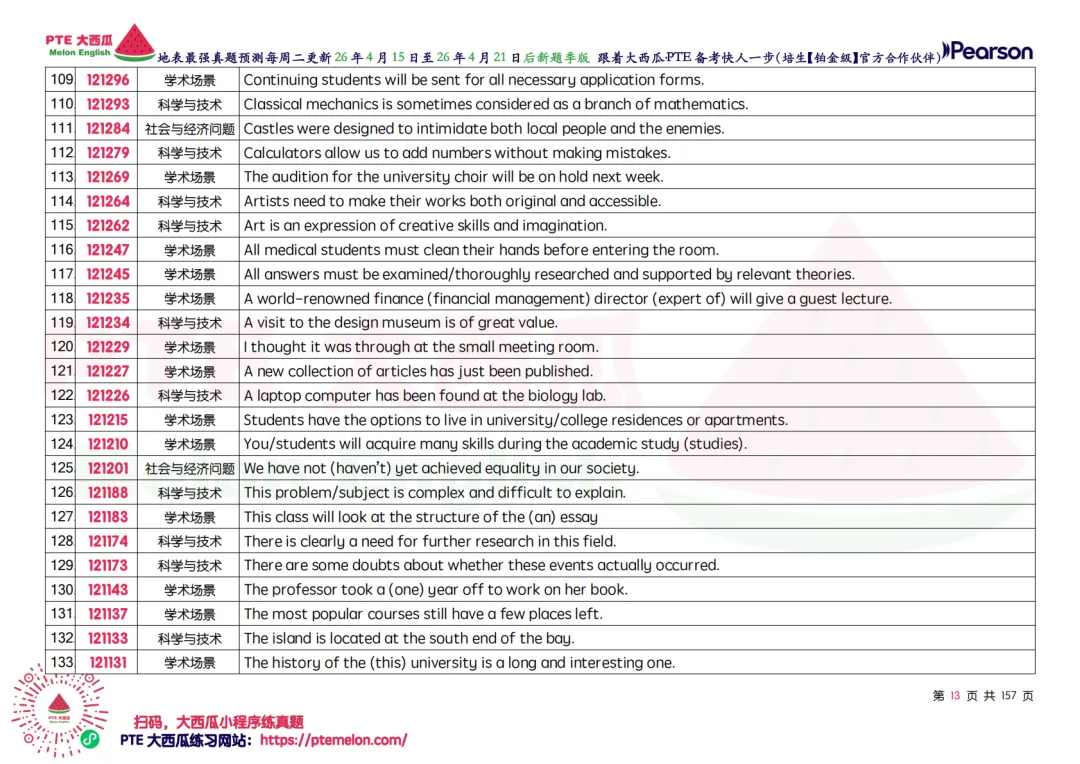 惊!题库还在缩小!【PTE巨准真题预测】26年4月15日至4月21日|WFD再删2题,最高频仅153句,黄金出分期要抓住!全网更准更精简! 第21张