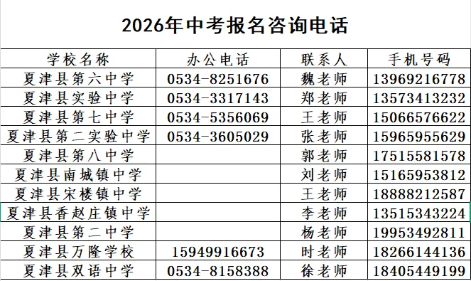 @夏津县户籍外地就读学生,2026年中考报名登记开始了! 第2张