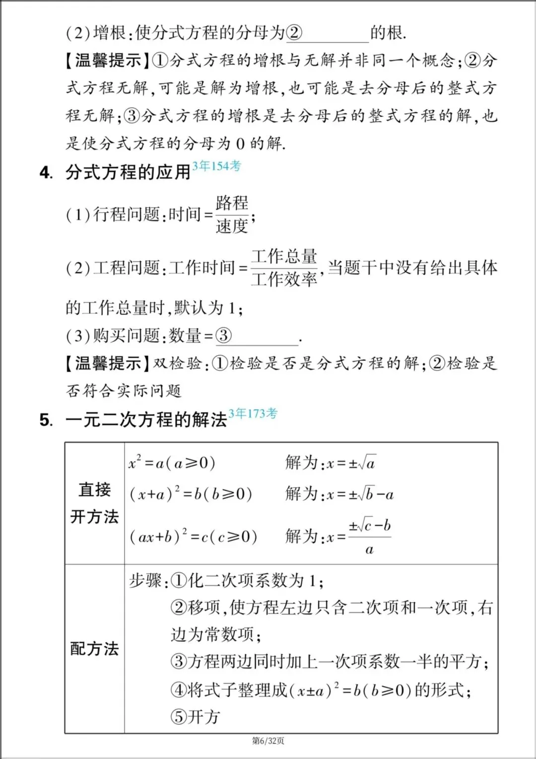 2026年【中考数学】九年级数学《中考知识点梳理与思维导图》,电子版可下载打印! 第7张