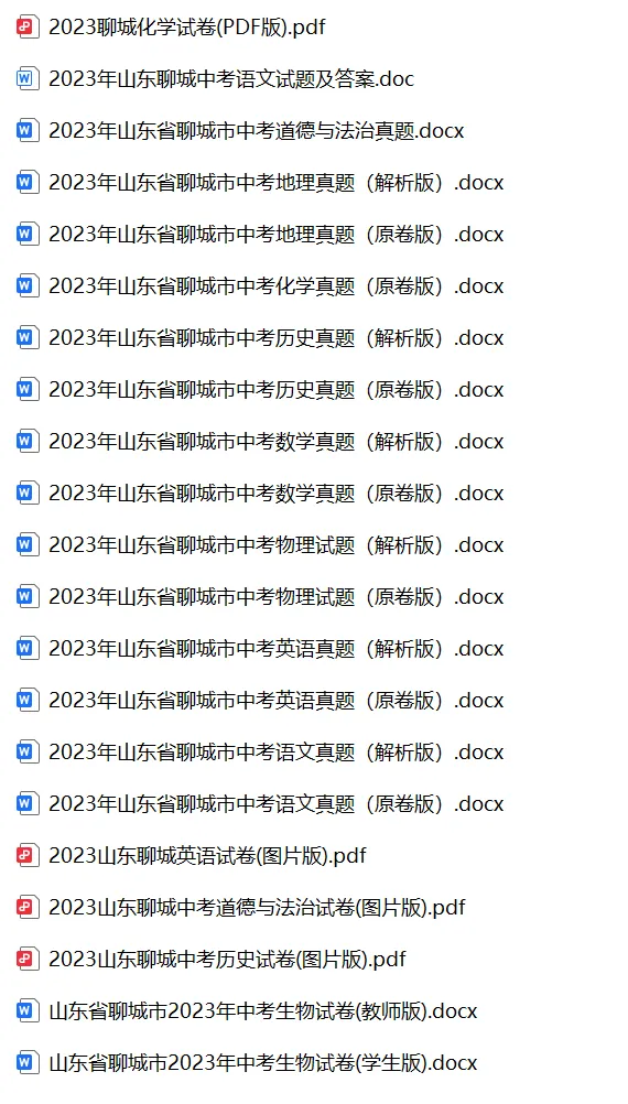 2023年山东省聊城市中考试卷(9科)+答案(文末有word+pdf电子版免费下载) 第5张