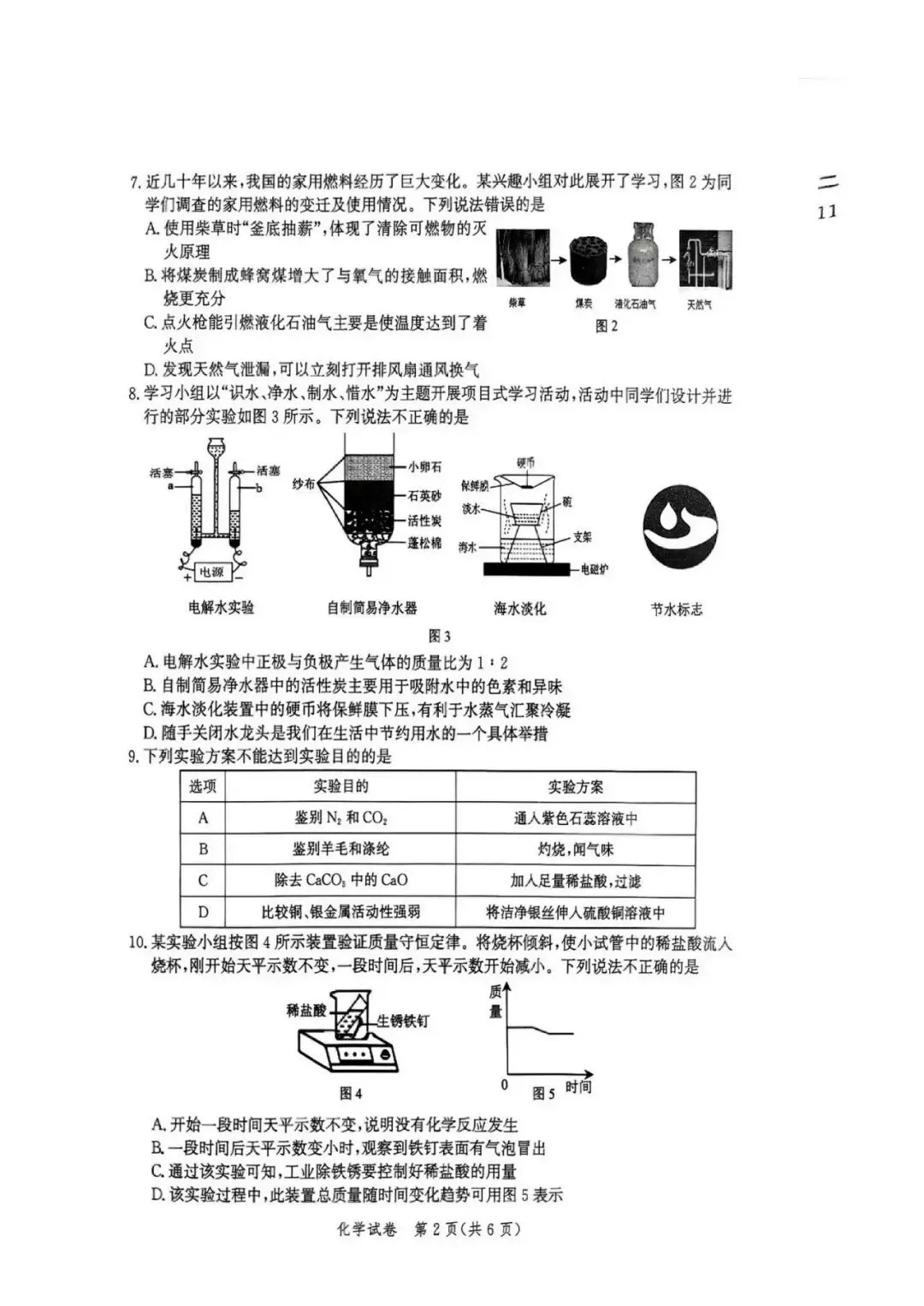2026年河北中考唐⼭市⼀模化学卷 第2张