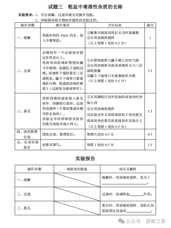 2025邯郸中考化学实验视频(高清)和评分标准 第5张