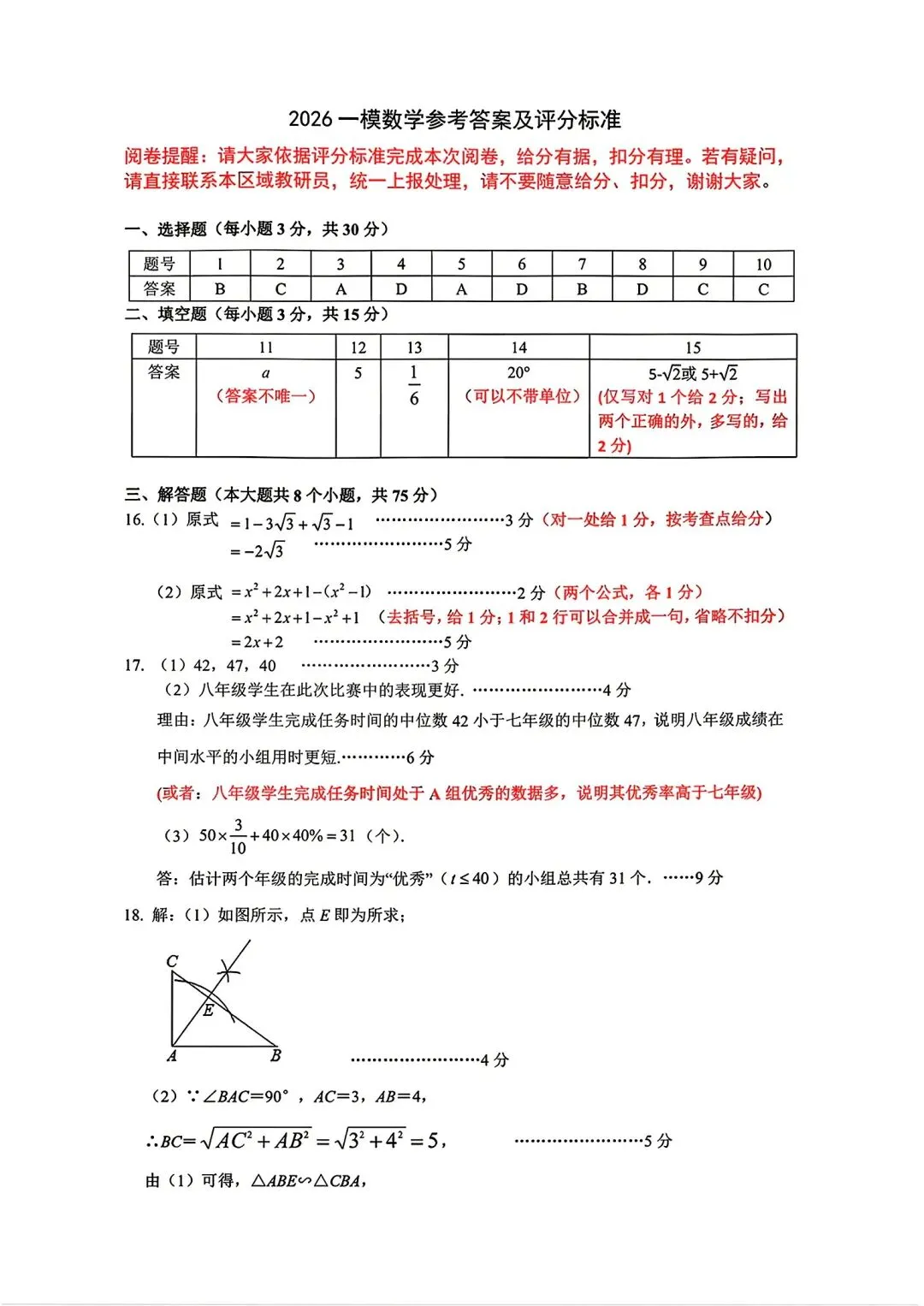 【许昌一模】2026年许昌市一模试卷及答案(语数物化)文末获取高清无水印 第9张