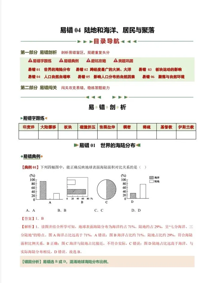 2026中考地理二轮|陆地和海洋、居民与聚落(6大易错专练)会考(全国通用) 第5张 2026中考地理二轮|陆地和海洋、居民与聚落(6大易错专练)会考(全国通用) 第5张