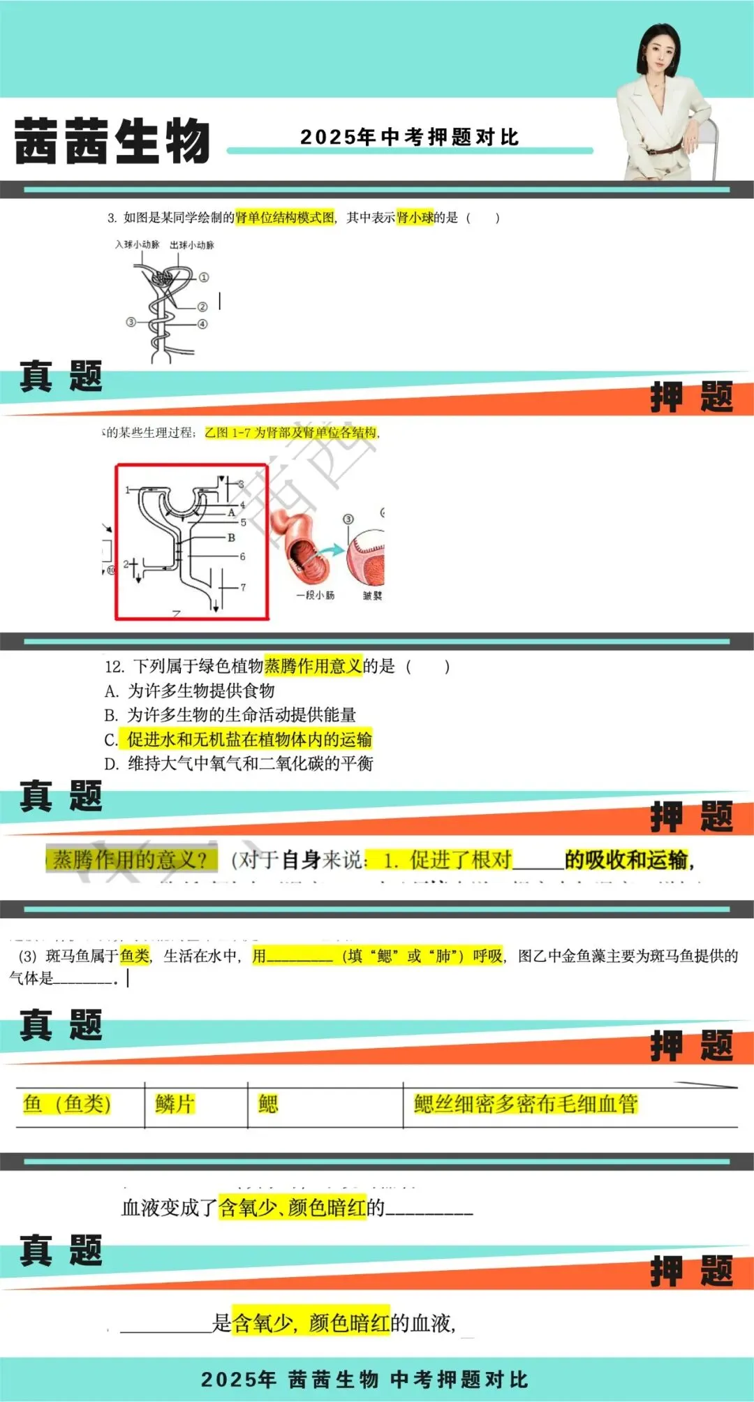 【茜茜生物】2025押题对比中考真题,准! 第3张
