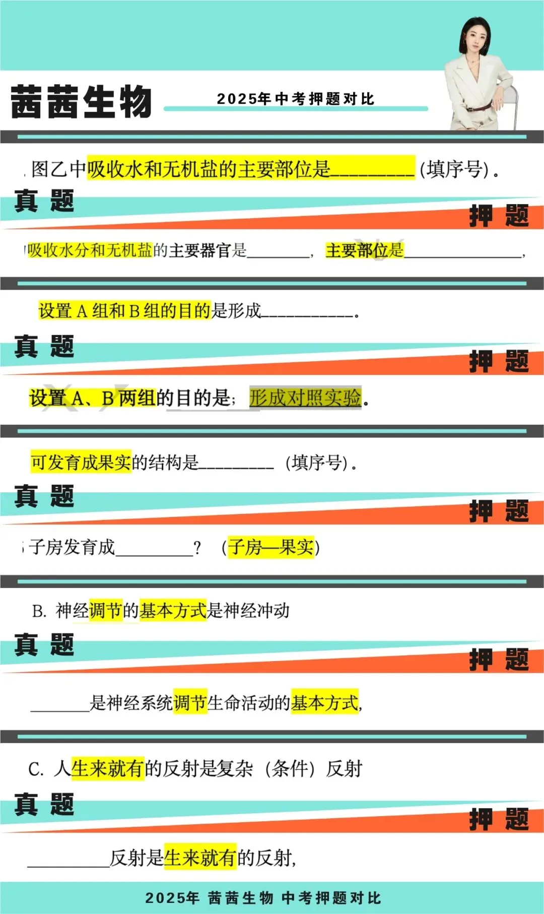 【茜茜生物】2025押题对比中考真题,准! 第6张