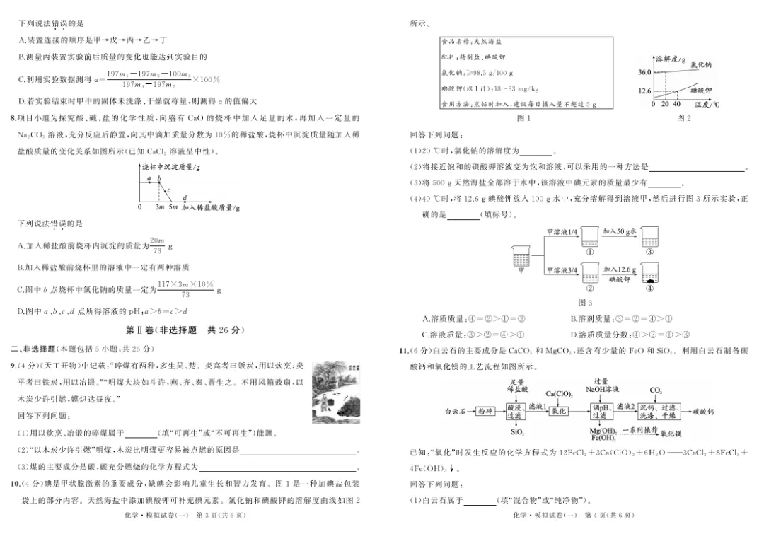 2026湖北省武汉市中考化学模拟试卷(一) 第2张