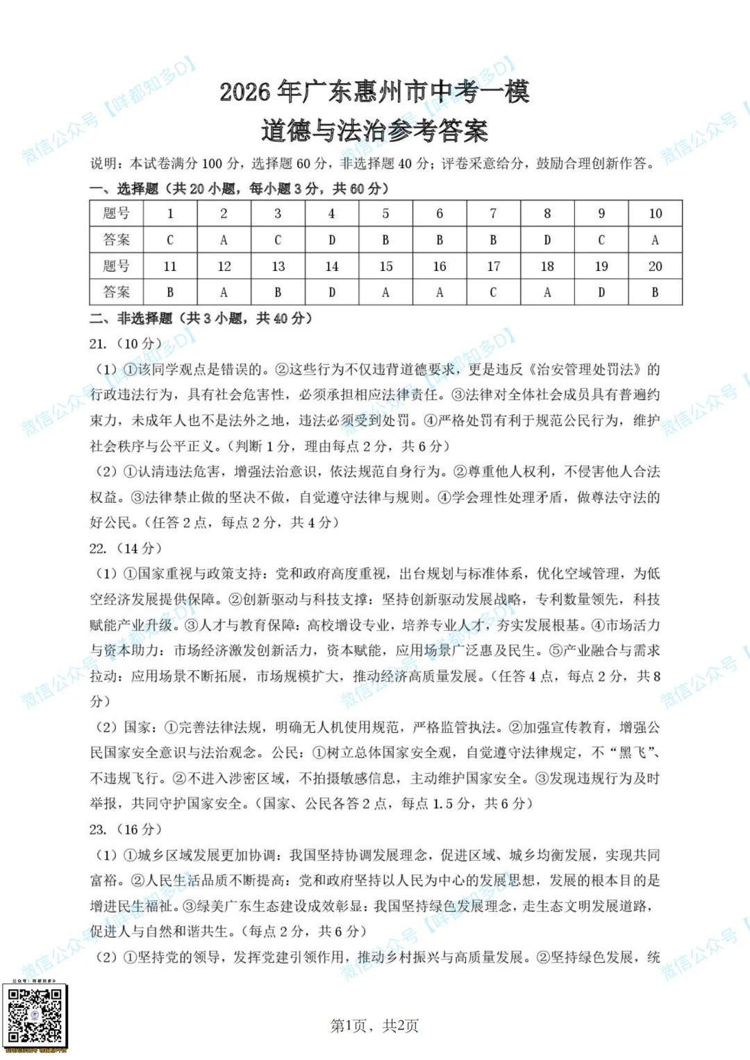 2026届·惠州中考·市一模·政治真题(含答案)·可下载/订阅往年真题【26年4月】 第14张