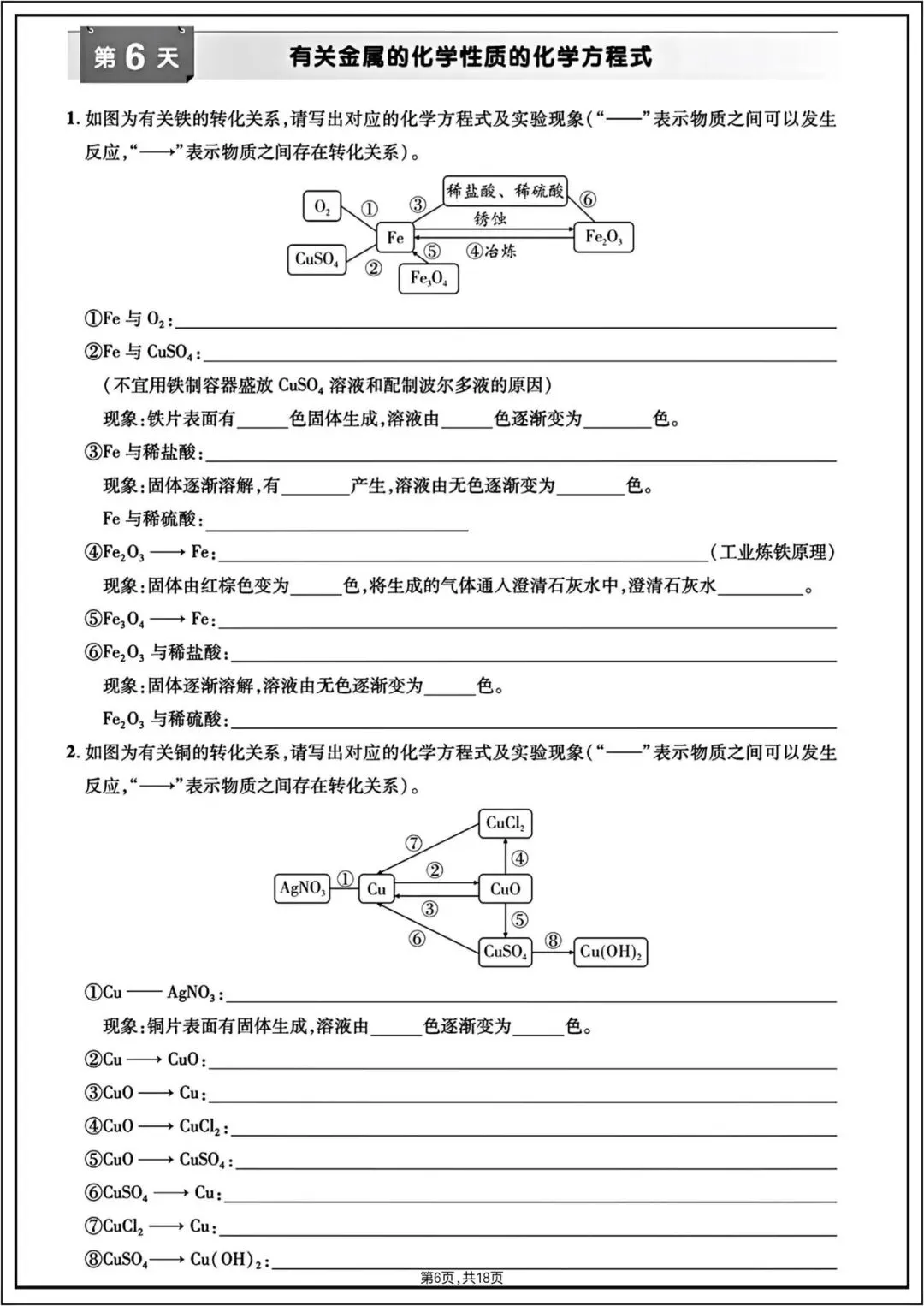 中考总复习|2026年中考《化学》15天默写打卡(必练重点)电子版可打印! 第7张