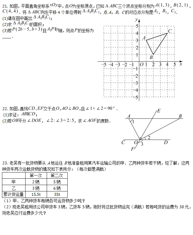 期中试卷||2026年七年级下学期人教版期中数学卷(一),含压轴题解析 第5张