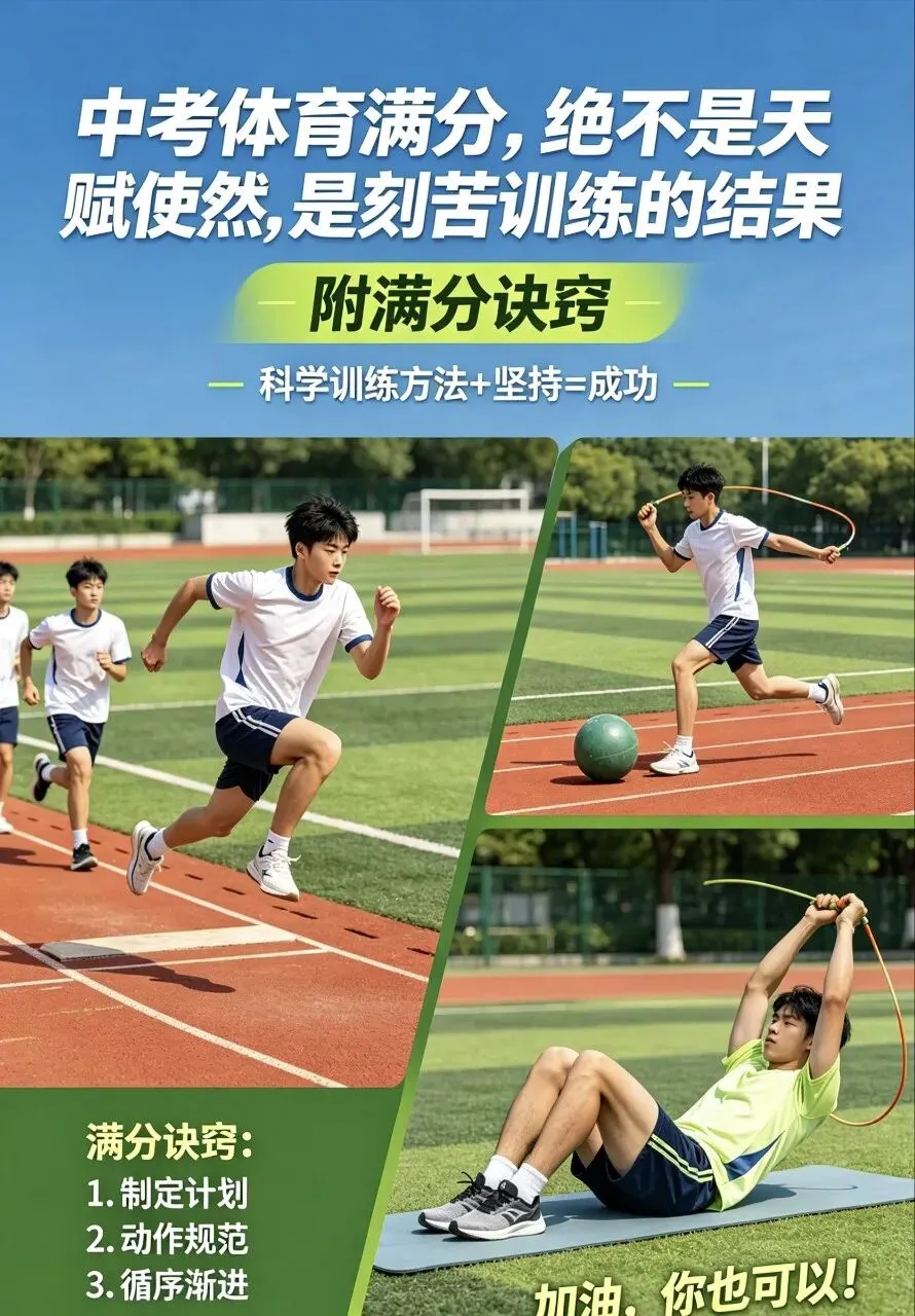 中考体育满分,绝不是天赋使然,是刻苦训练的结果(附满分诀窍) 第1张 中考体育满分,绝不是天赋使然,是刻苦训练的结果(附满分诀窍) 第1张