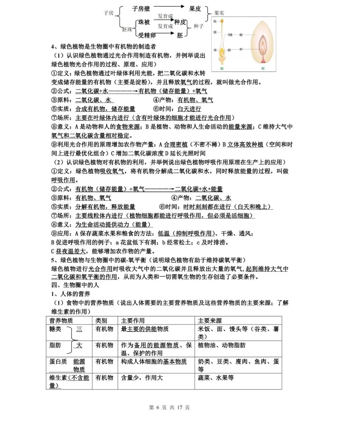 【中考生物】生物中考知识点总结,高分必备! 第6张 【中考生物】生物中考知识点总结,高分必备! 第6张