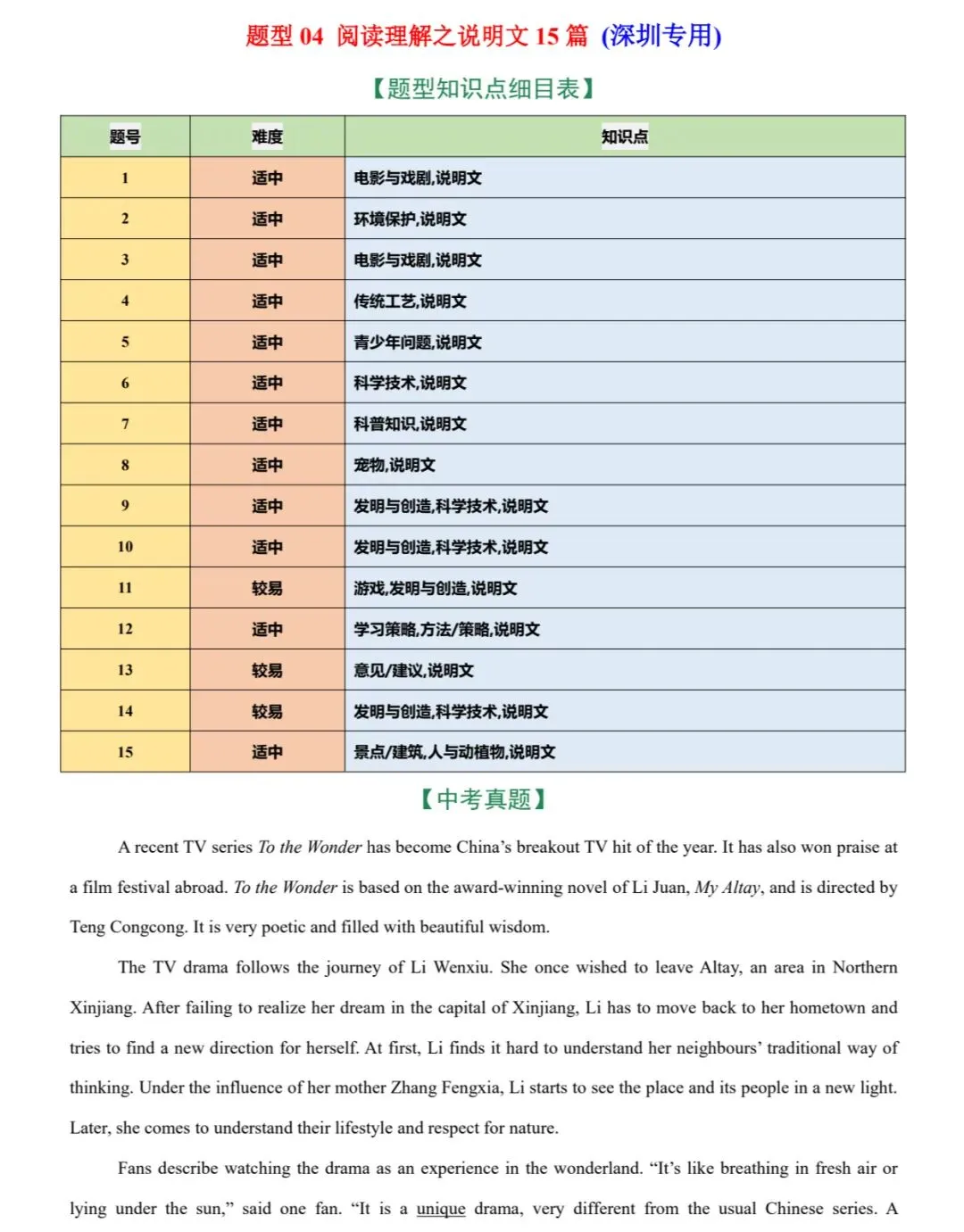 2026深圳中考英语备考真题分类专项练习 原卷+解析卷 word+pdf 第24张