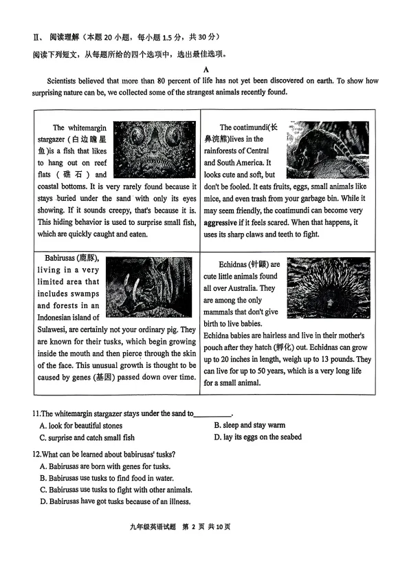2026年青岛市南中考英语一模试卷 第4张