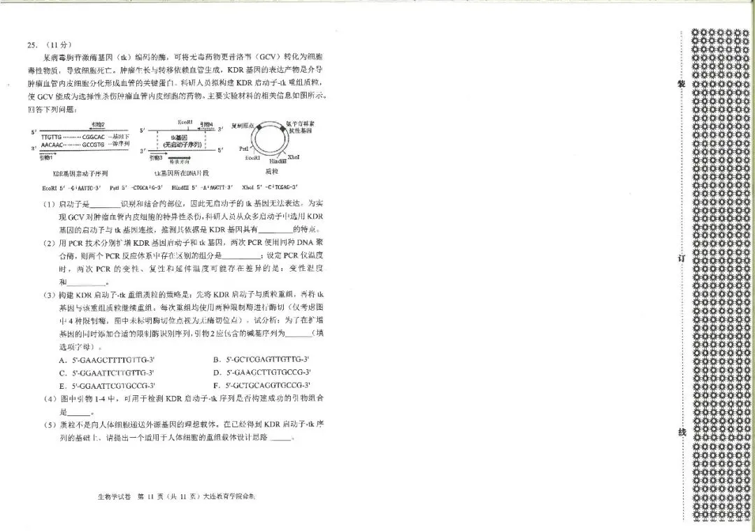 大连一模真题 | 2026年大连市高三综合模拟考试全科试卷 第32张