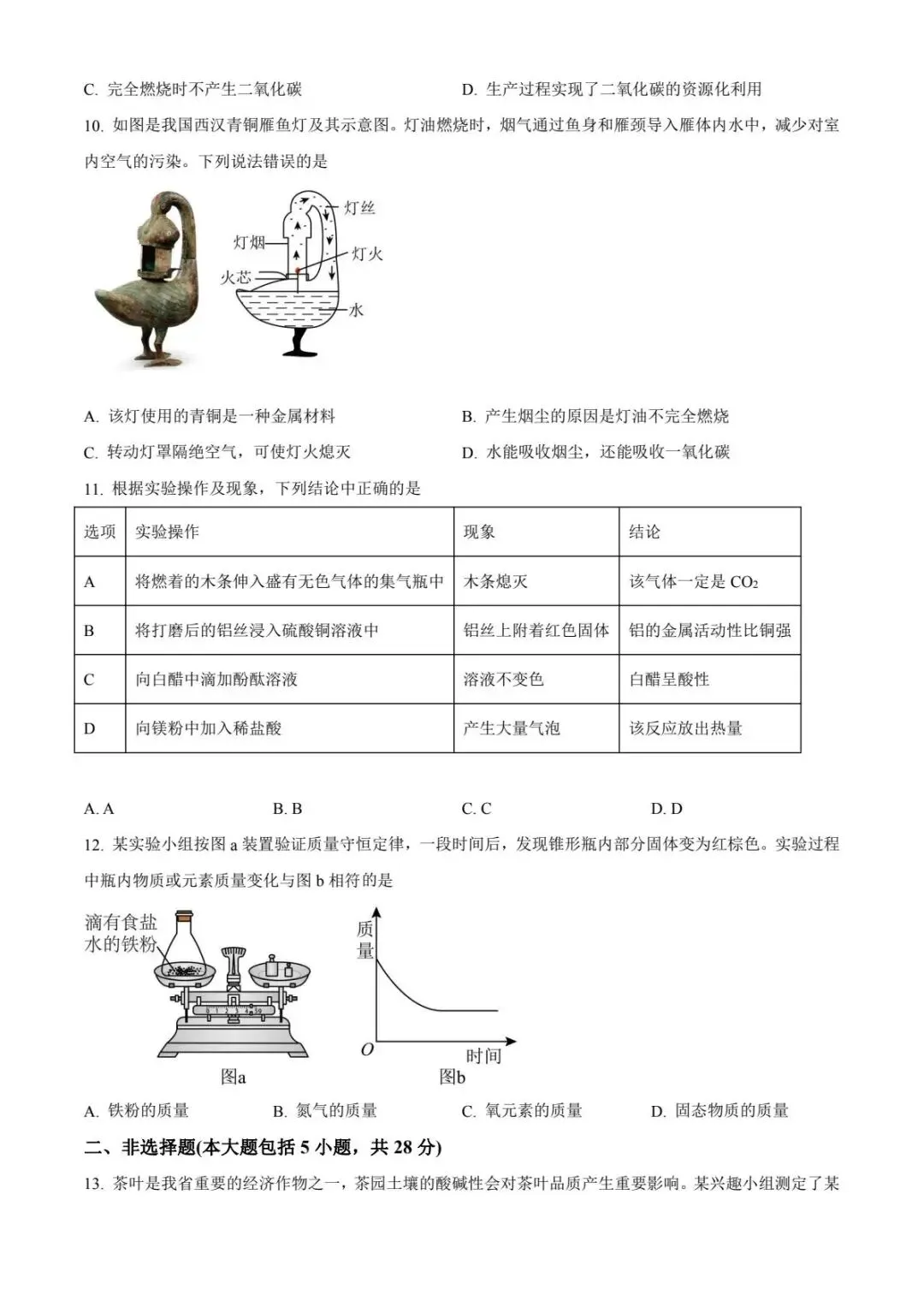 2026年【中考】化学模拟测试卷(含答案) 第3张