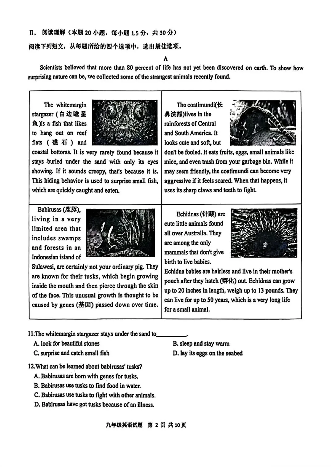 2026青岛市南区英语一模真题 第2张