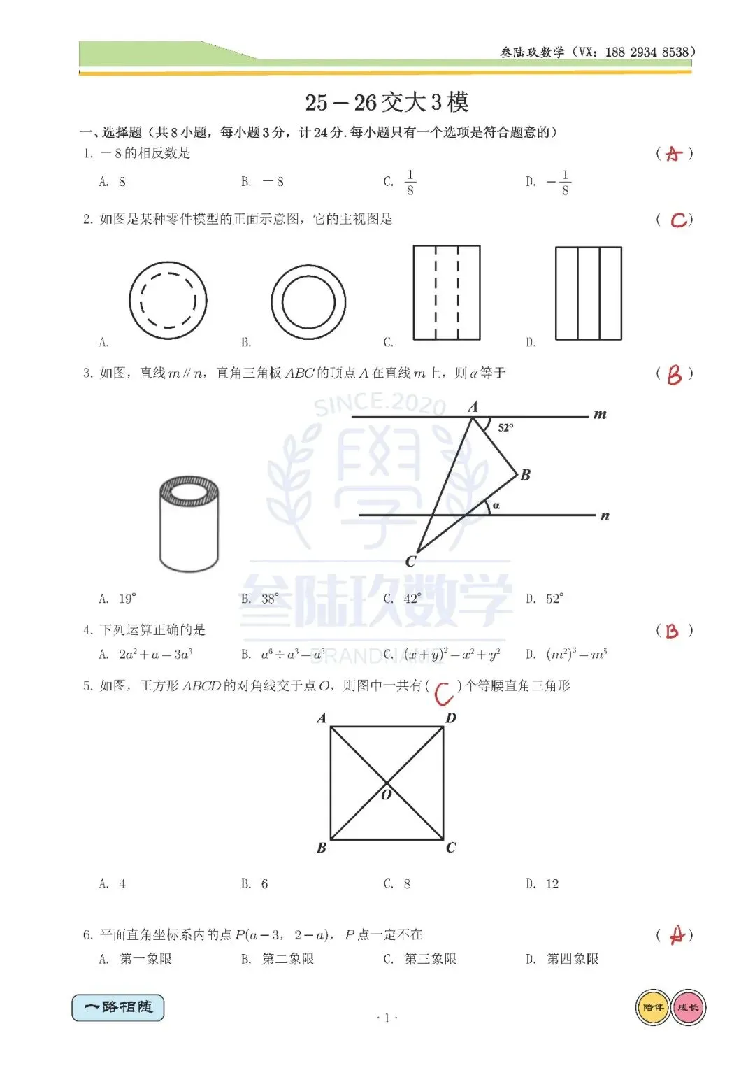 26交大附中3模高清试卷+全卷解析 第9张