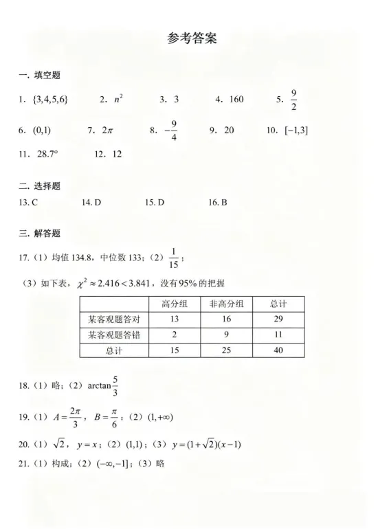 2026高三杨浦二模数学试卷解析 第2张