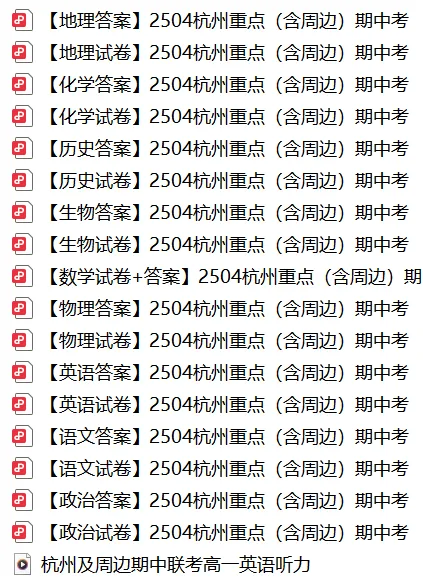 【高一期中考】2504杭州地区(含周边)重点高中高一期中考试卷! 第2张