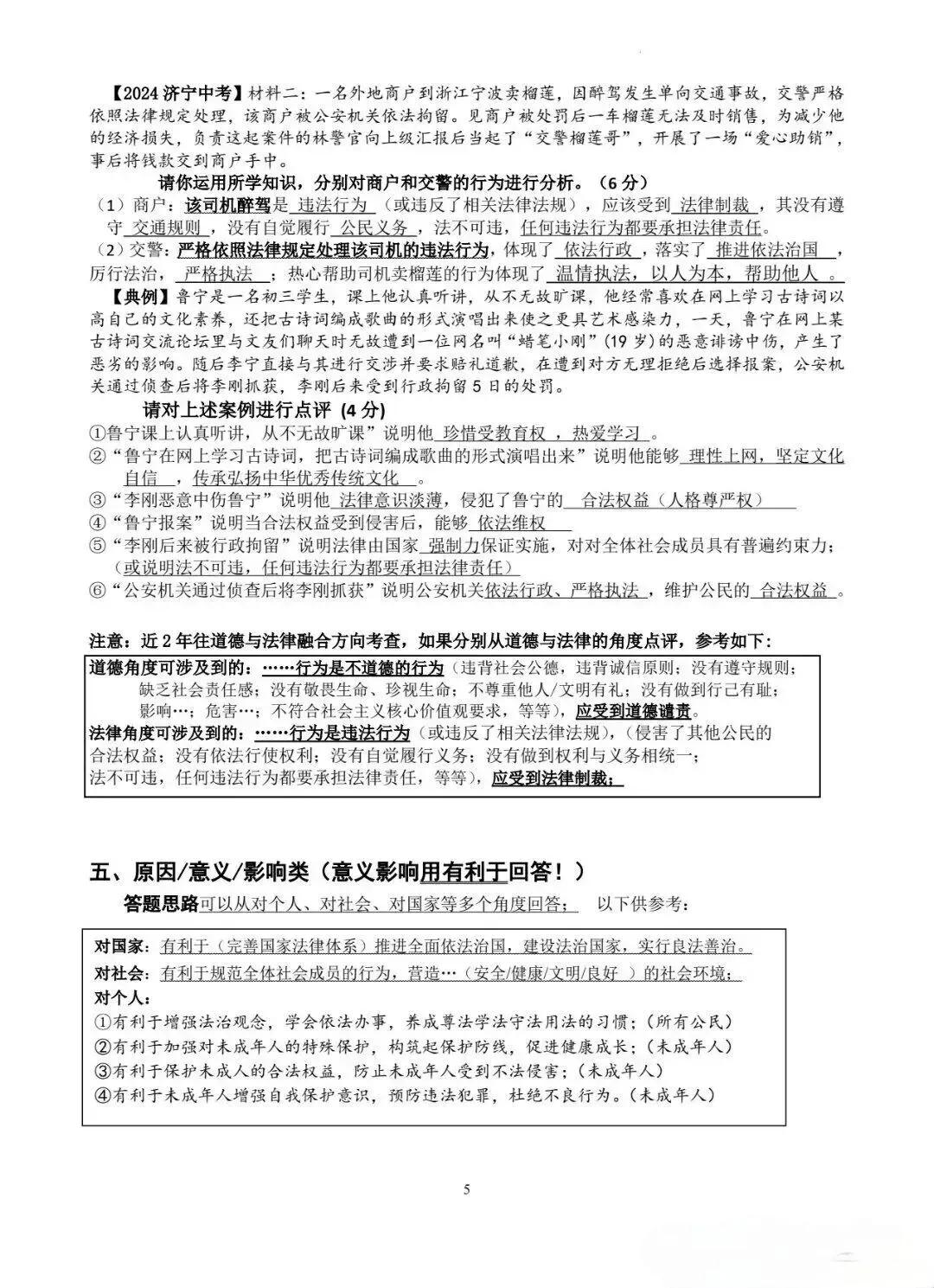 2026年中考道德与法治 法律专题复习之五大 第6张