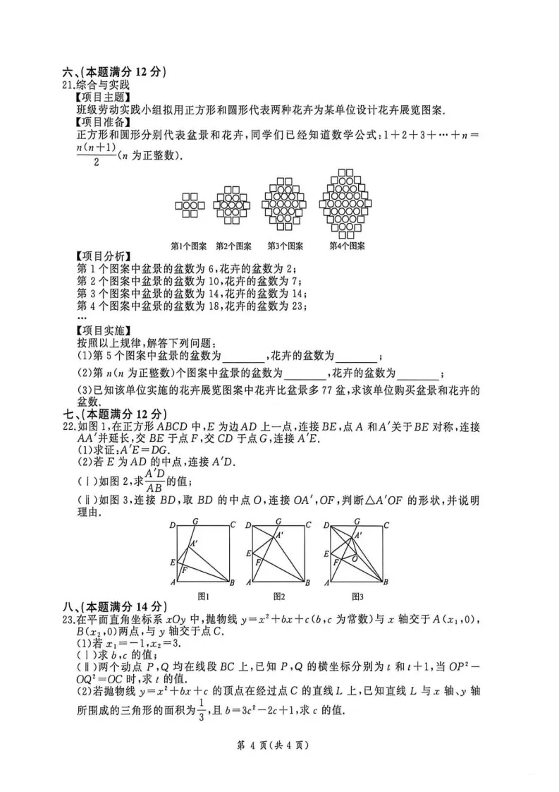 2026年安徽省淮南市寿县中考数学一模试卷 第2张