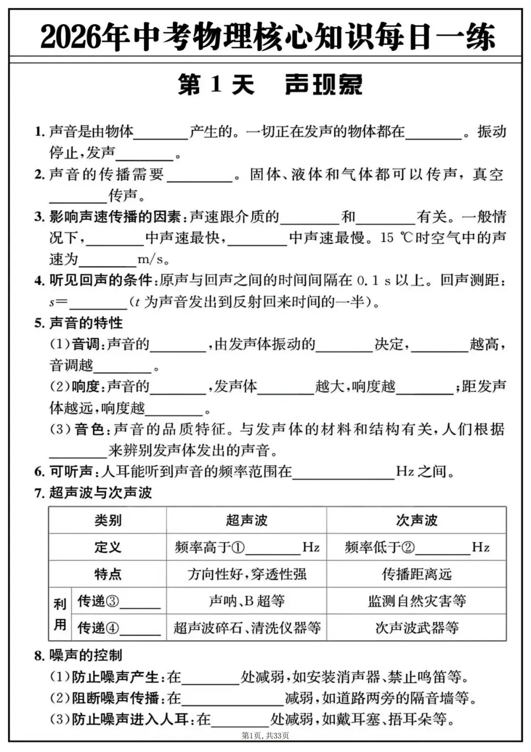 2026中考物理核心知识每日一练! 第1张