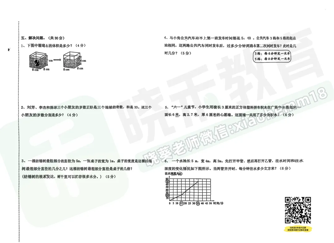 【江汉区美加外校五下期中数学试卷】2024-2025学年 第5张