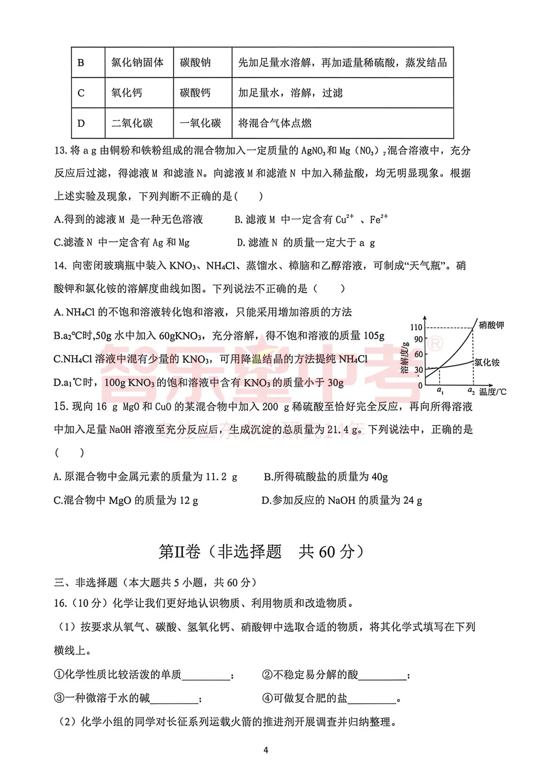 2026年济南市章丘区初中学业水平考试模拟试题一(化学) 第6张