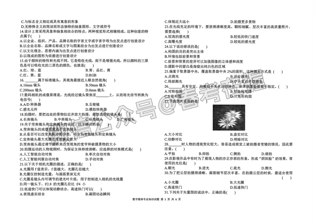 2026年春考临沂市模拟考试数字媒体专业理论知识试题 第3张