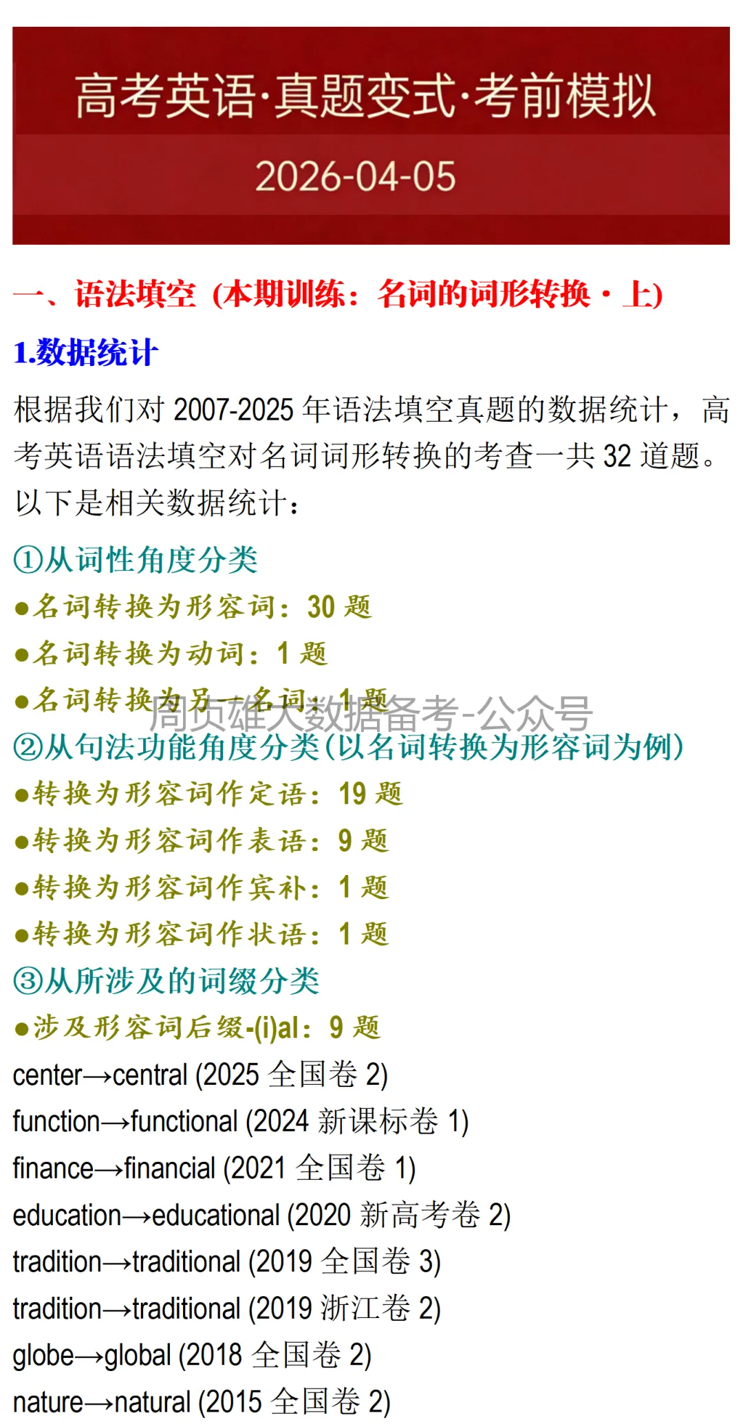 高考英语•真题变式•考前模拟-名词的词形转换上 第1张 高考英语•真题变式•考前模拟-名词的词形转换上 第1张