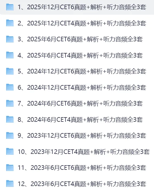 2025年12月英语六级真题及答案解析一、二、三套全完整版高清可打印电子版 第1张