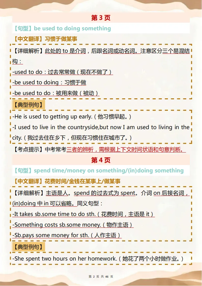 中考英语必背【初中中考英语必背重点句型】,可打印 快收藏 第2张