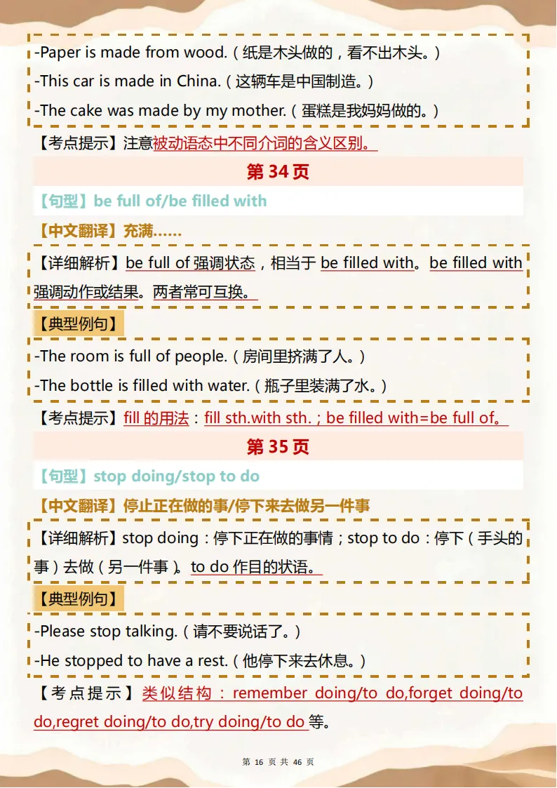 中考英语必背【初中中考英语必背重点句型】,可打印 快收藏 第16张