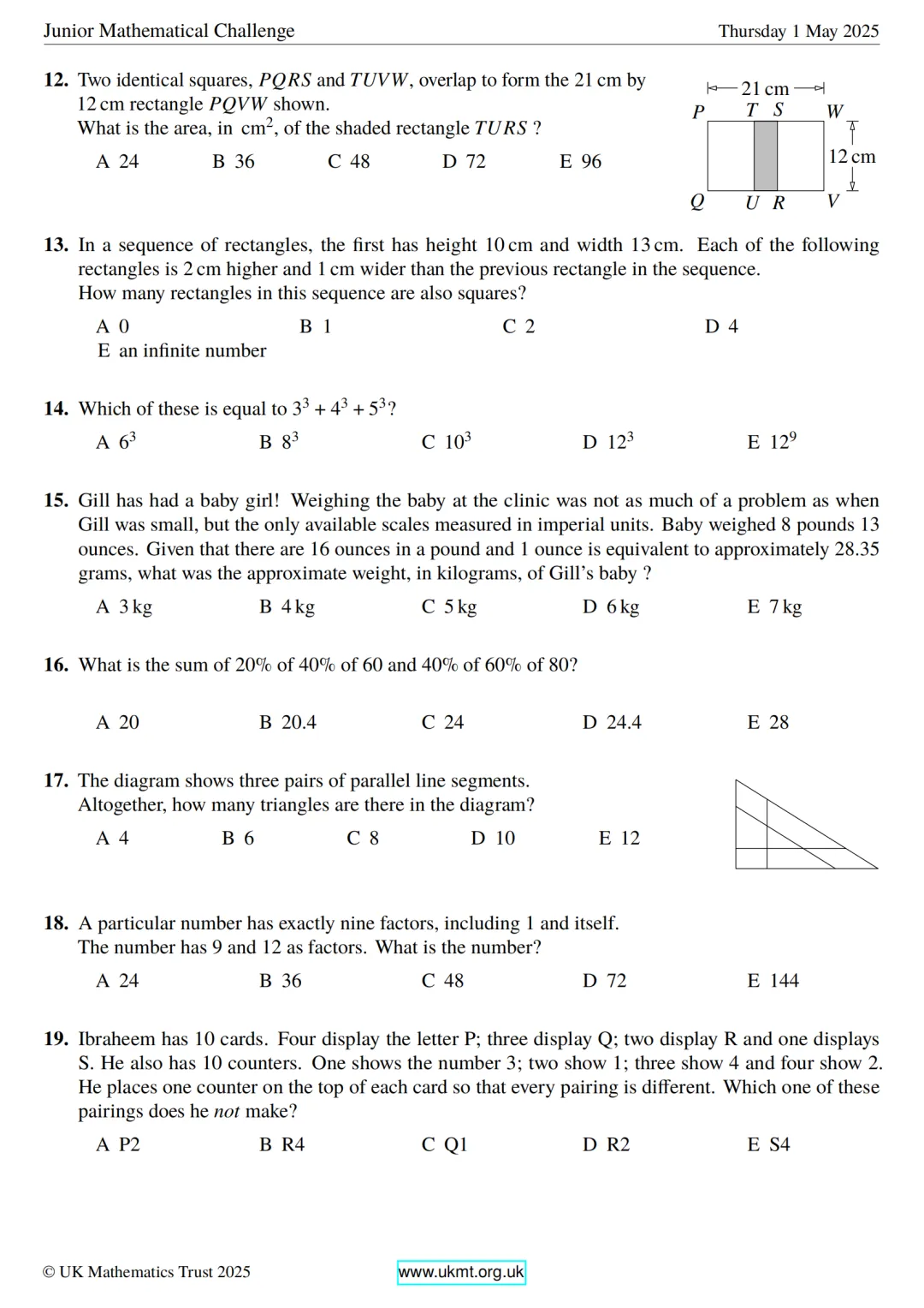 JMC英国数学竞赛真题(2007~2025年)分享 第3张