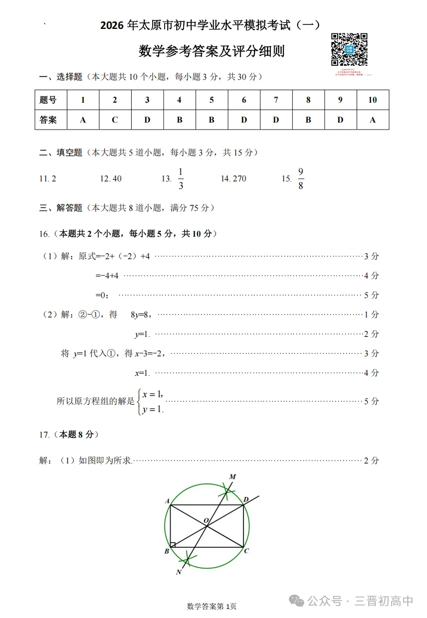2026.4太原中考一模全科试卷含答案(可下载) 第10张