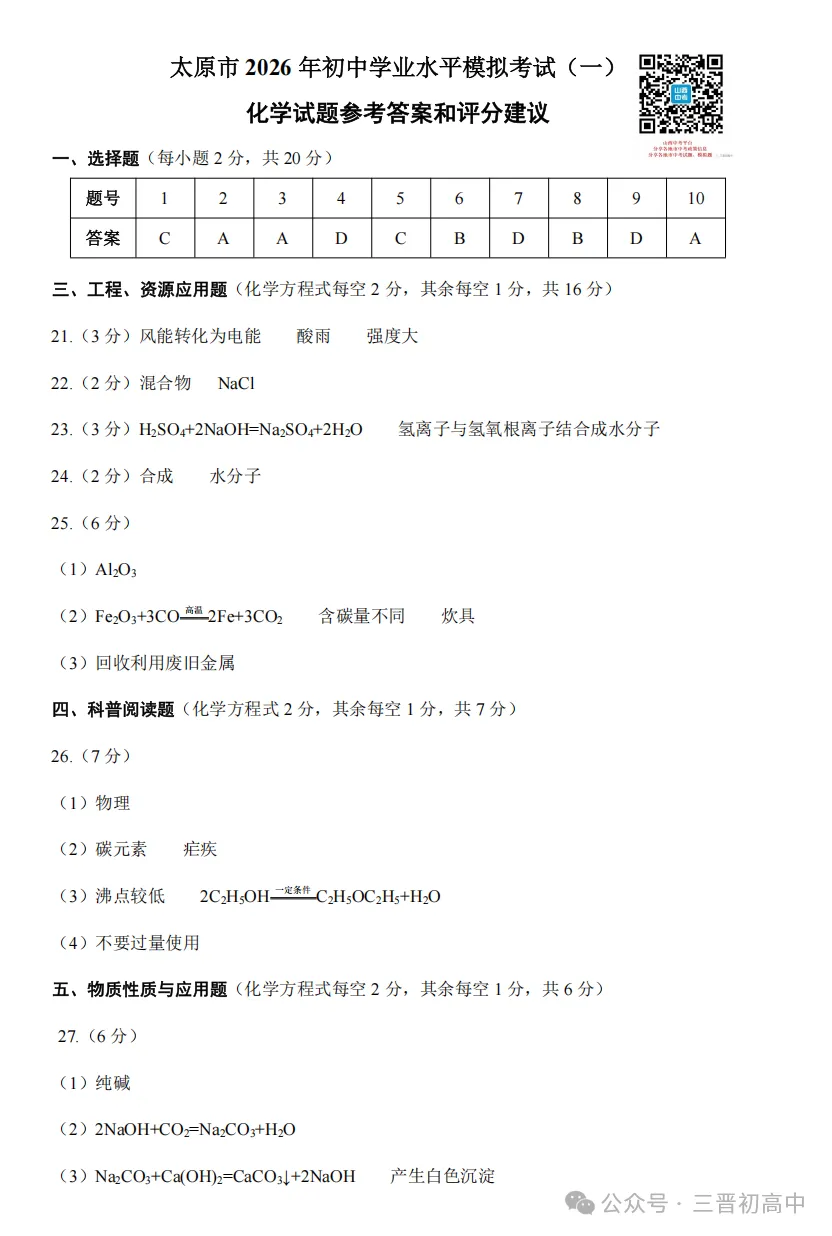 2026.4太原中考一模全科试卷含答案(可下载) 第58张