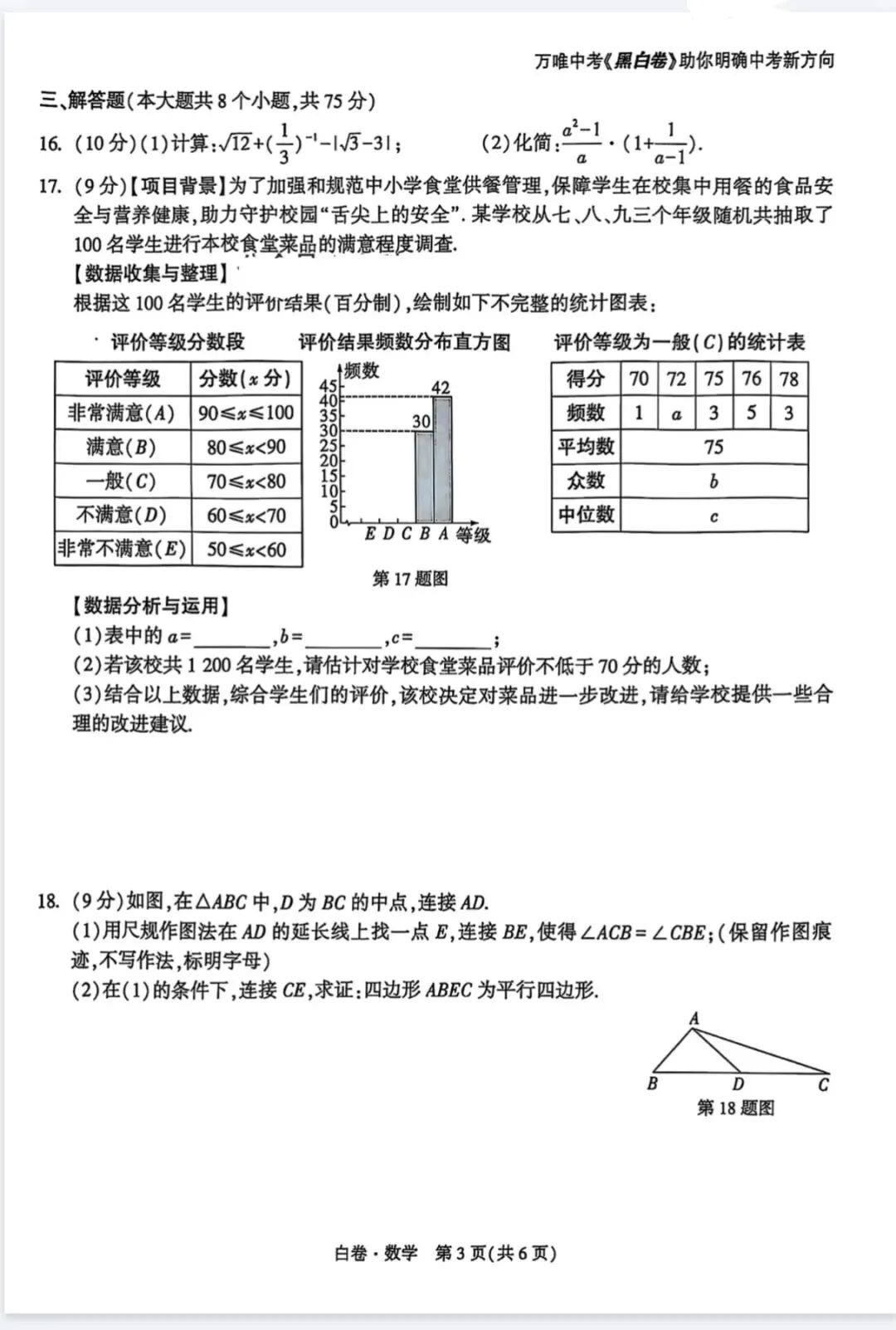 2025中考数学(万唯白卷) 第3张