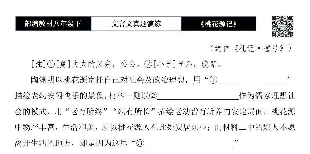 【古诗文真题演练复习】八年级下-01《桃花源记》思维导图+对比阅读(20套)(5元) 第15张