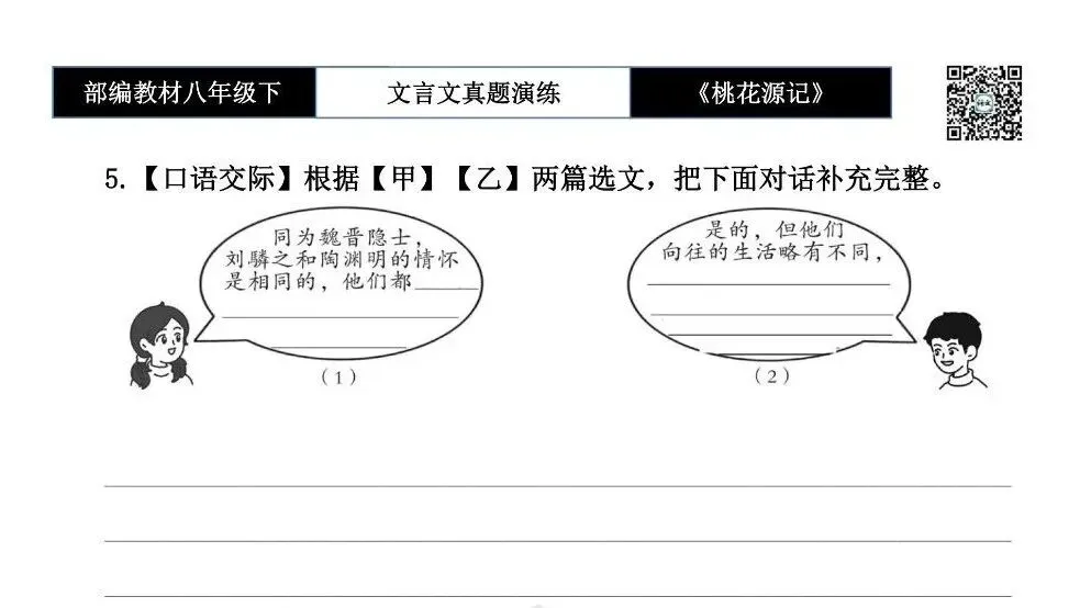 【古诗文真题演练复习】八年级下-01《桃花源记》思维导图+对比阅读(20套)(5元) 第39张