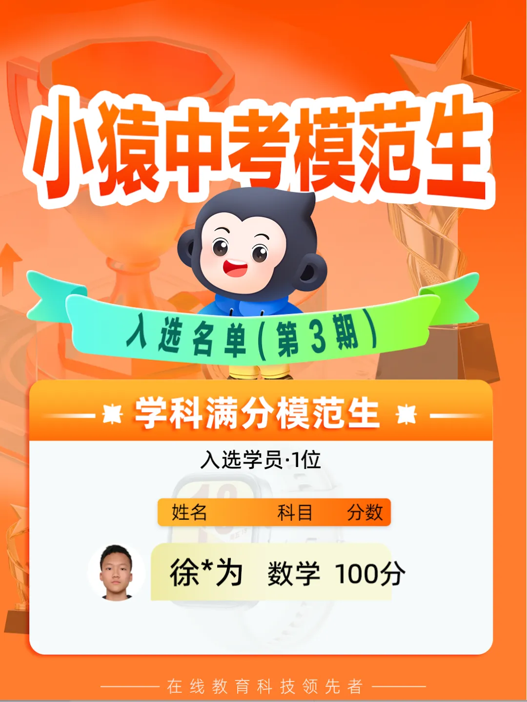第三期·小猿「中考模范生」|名单公布 第1张