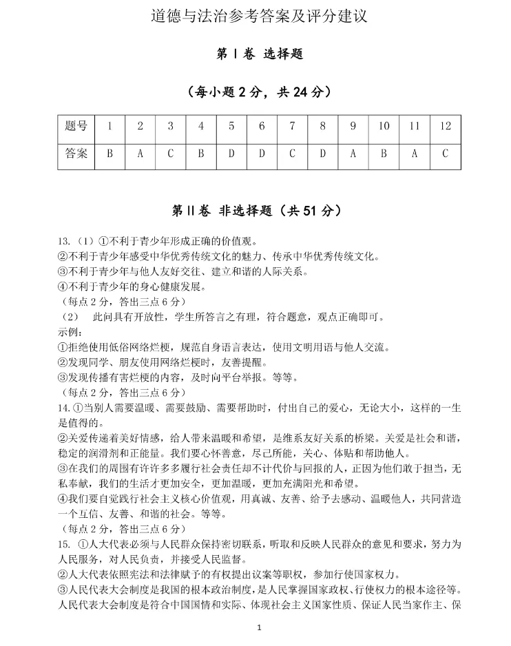 【中考模拟】太原市2026年初中学业水平模拟考试(一)道德与法治(含答案) 第10张