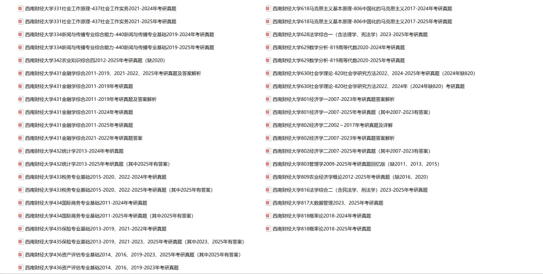 西南财经大学考研专业课历年真题汇总(含2026真题) 第2张