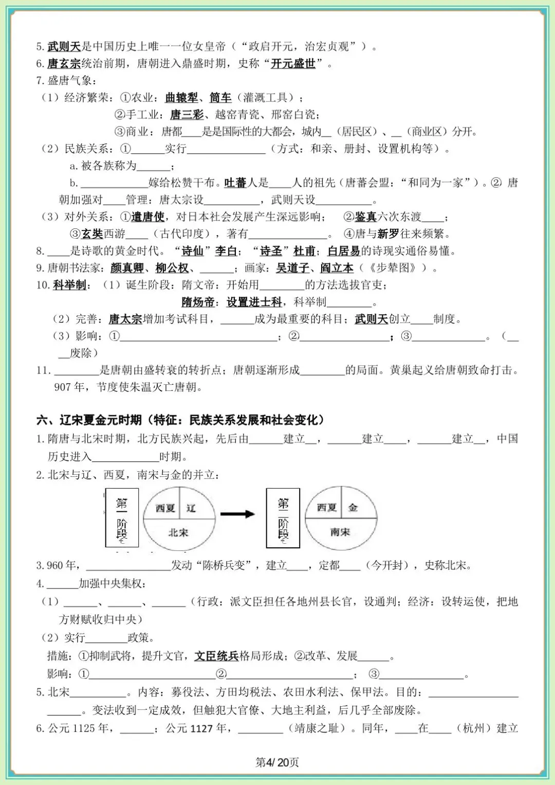 中考提分・ 2026中考初三历史总复习填空版(全 20 页)含背诵版(电子版可打印) 第5张