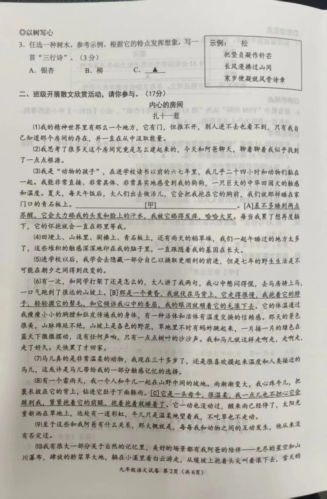 第38期 |4月16日浙江最新语文中考(温州一模)卷 第2张