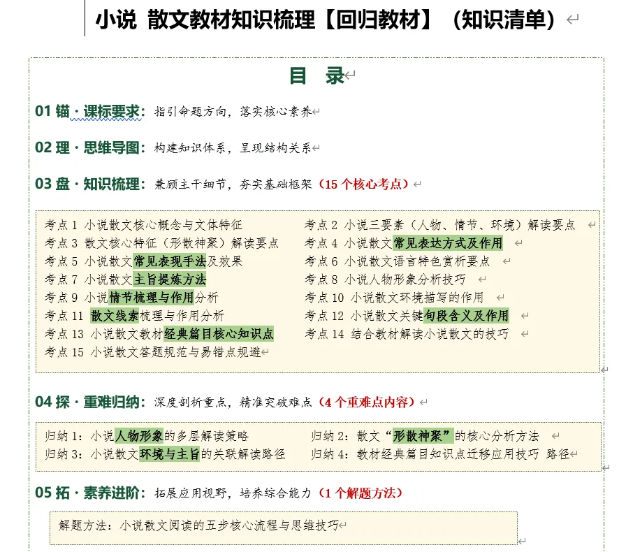 中考小说散文教材知识梳理(回归教材) 第1张