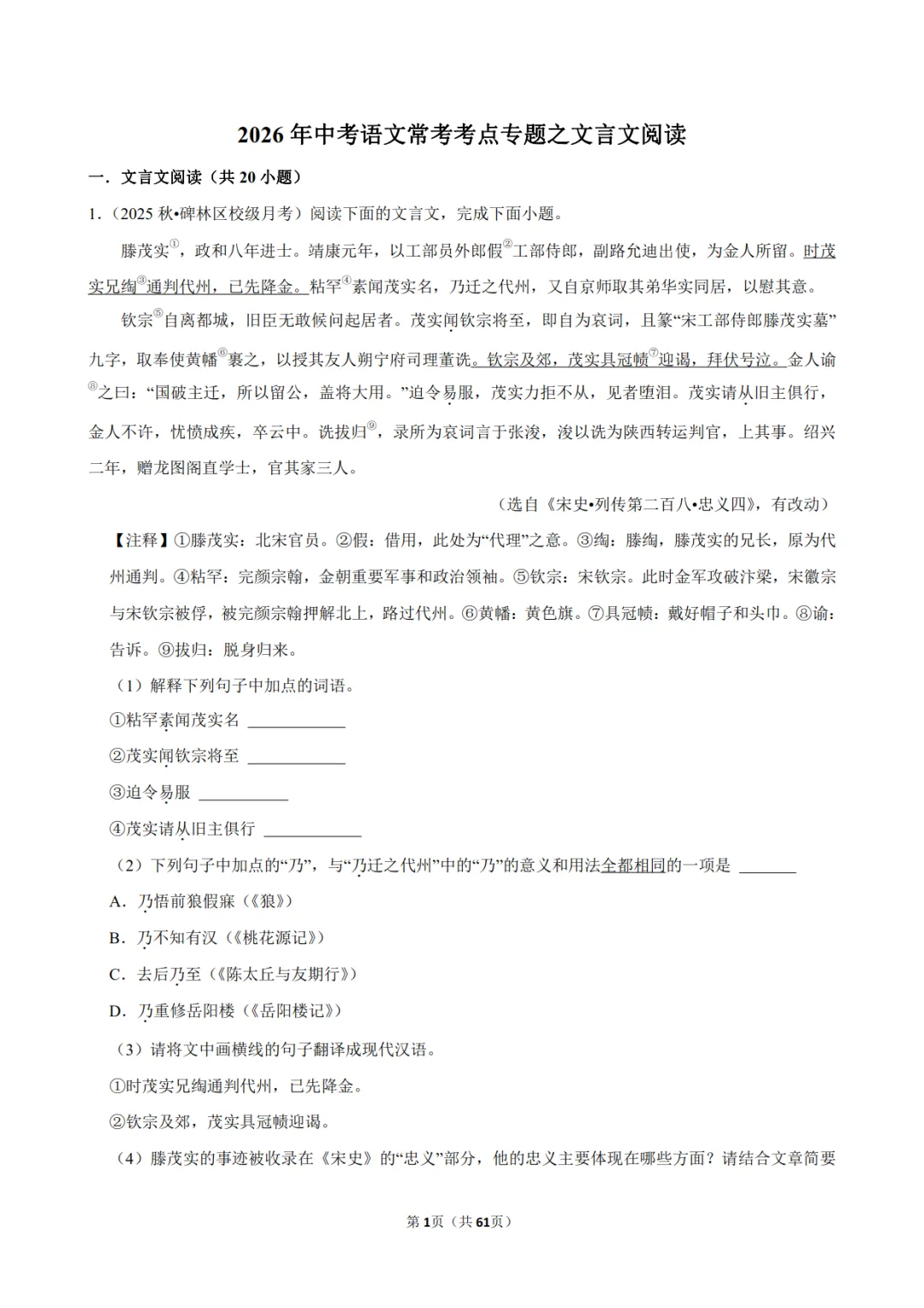 2026《中考语文•常考考点》25大专题(附答案解析)(全国通用),电子版可打印! 第6张