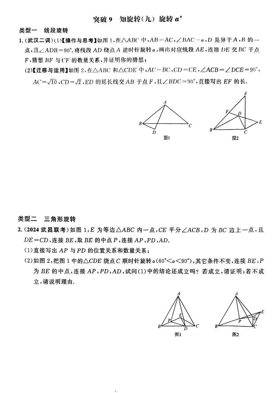 【中考数学】图形旋转题型及模型31个专题突破训练 第11张