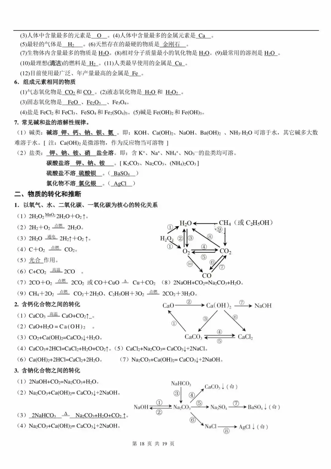 中考化学方程式推断及实验知识点总结 第6张