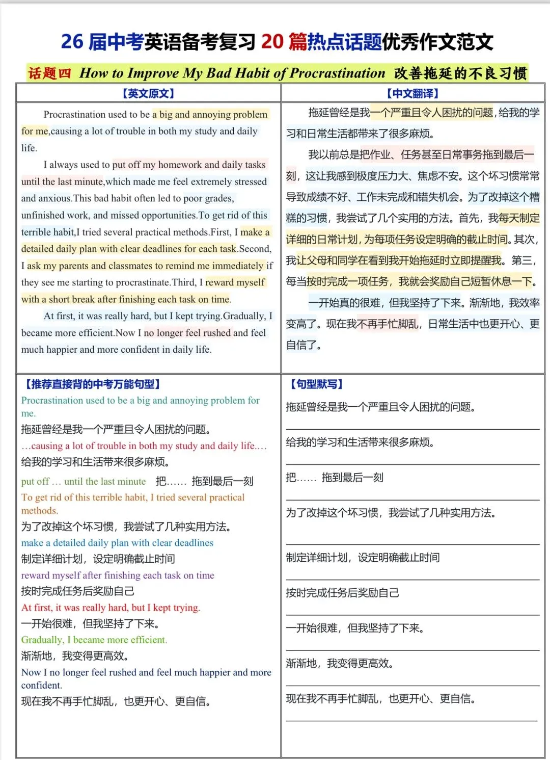 2026中考英语备考复习20篇热点话题优秀作文范文 第4张